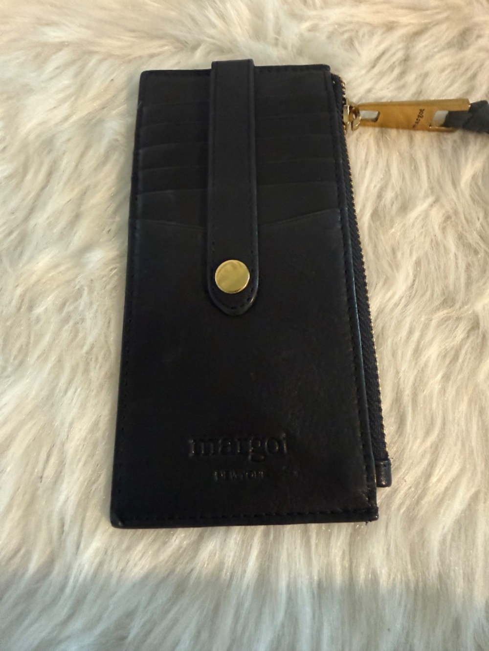 Margot Black Leather 12 Card Holder Wallet - Picture 2 of 5